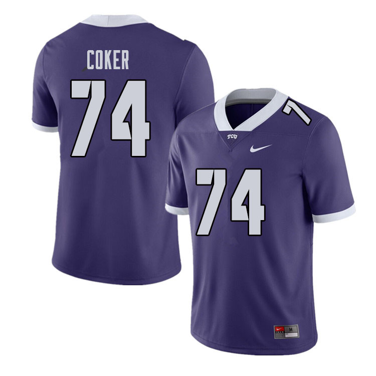 Men #74 Andrew Coker TCU Horned Frogs College Football Jerseys Sale-Purple
